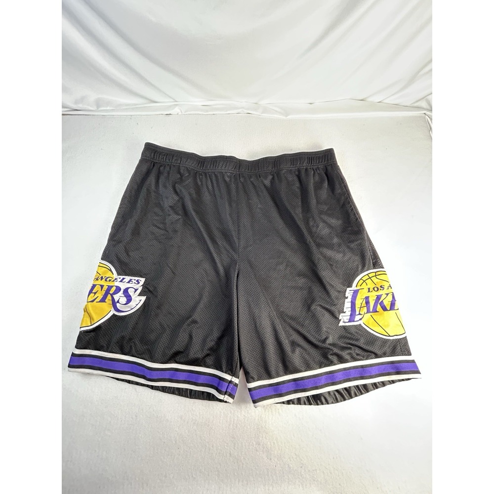 NBA Los Angeles Lakers Black Purple Mesh Pockets Basketball Shorts Mens 3XL